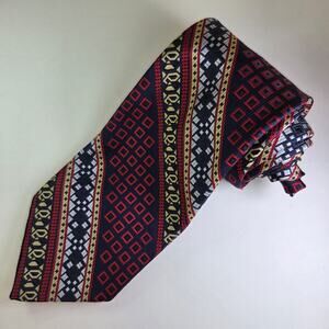 Vintage Reis Tie for Dayton’s Northbriar Shop Navy Red Diamond Print 4.5” Wide